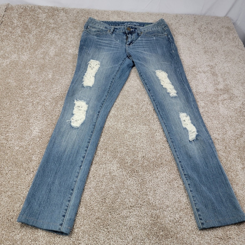 INC Denim Jeans Regular Fit Straight‎ Leg Distressed Light Wash Size 6